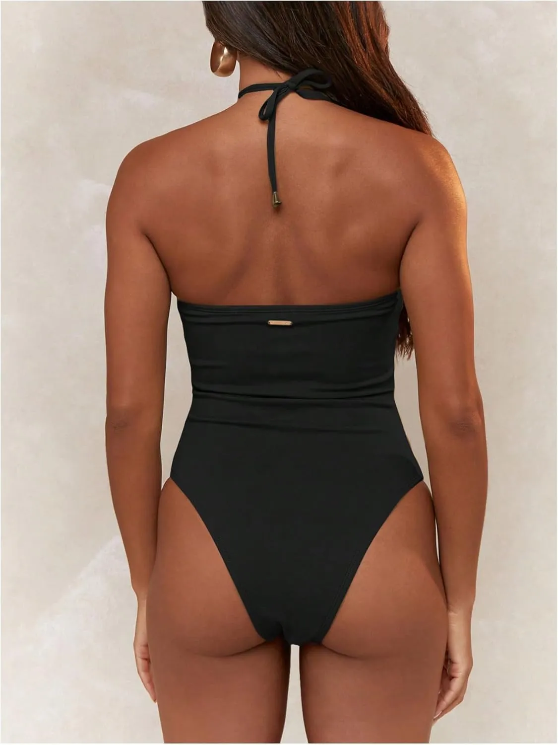 SHENHE Women's Sexy One Piece Swimsuit Criss Cross Halter Cut Out Deep Plunge Bathing Suit