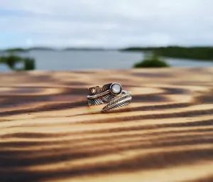 Silver ring- White Feather Circle