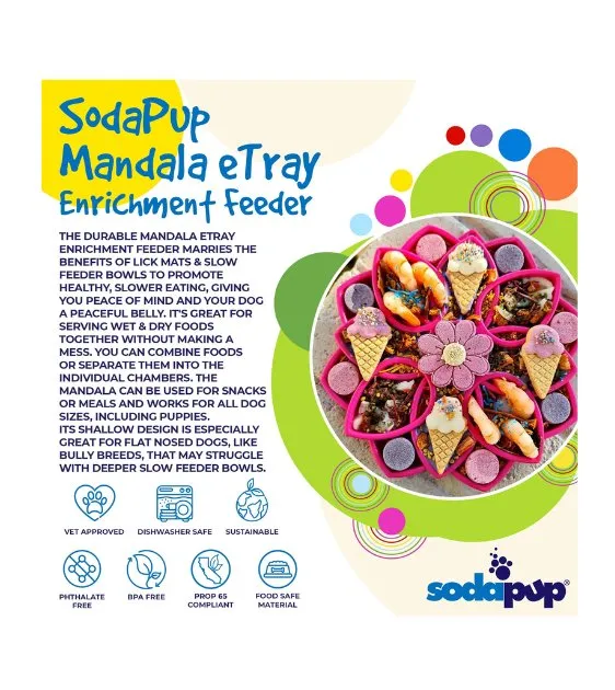 SodaPup Enrichment Feeding Tray For Dogs (Pink Mandala)