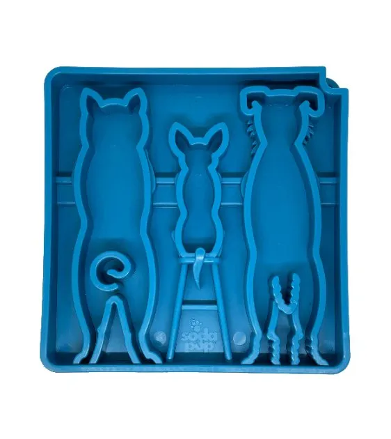 SodaPup Enrichment Feeding Tray For Dogs (Square / Blue Waiting Dogs)