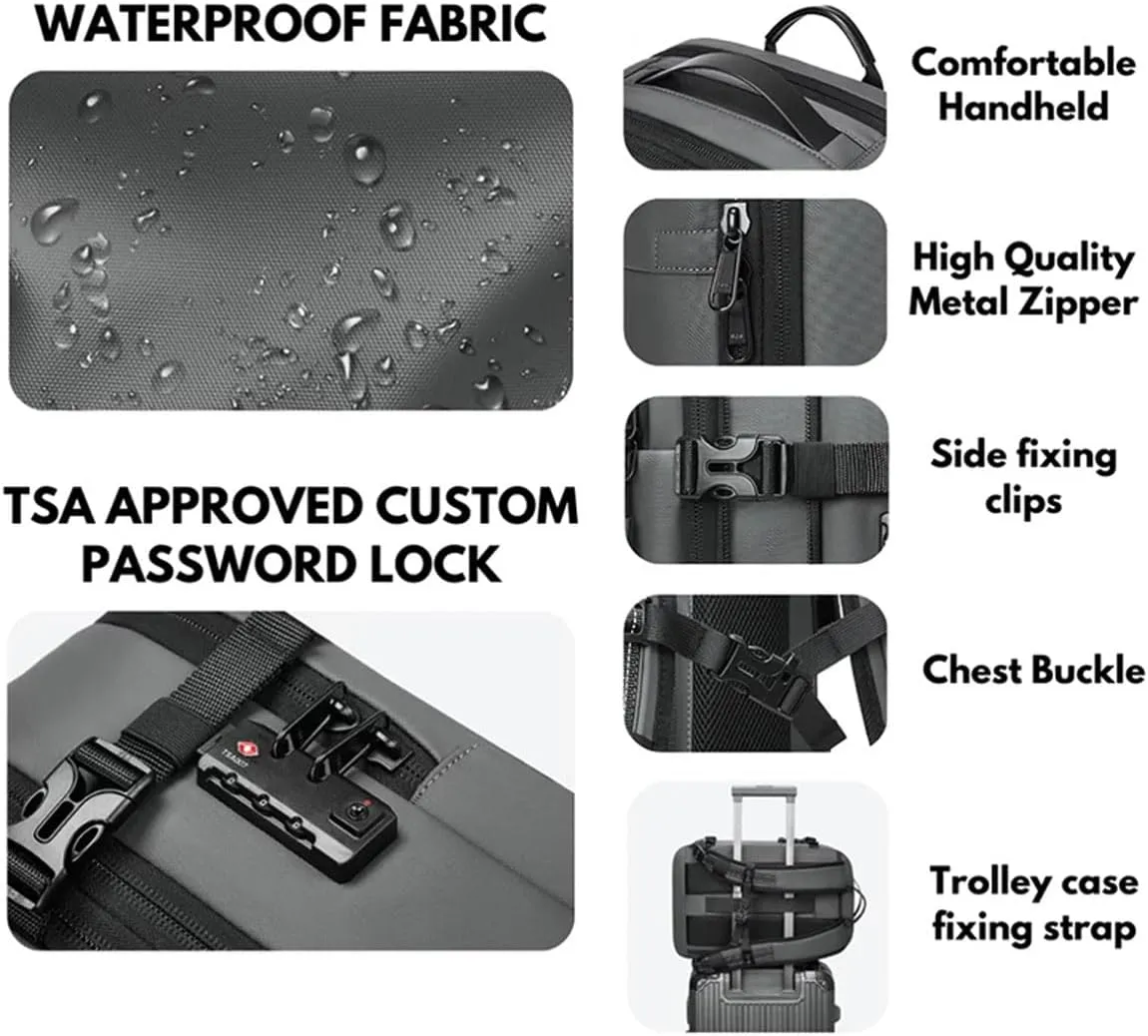 Space Vac Pro Backpack, Spacevac Pro 40L Vacuum Compression Travel Backpack with Pump for Airplane Carry on Size (Black, Prestige)