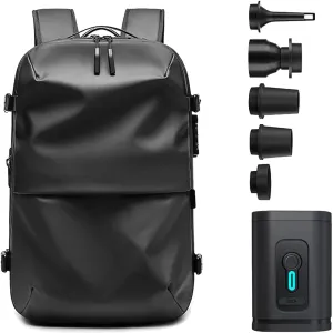 Space Vac Pro Backpack, Spacevac Pro 40L Vacuum Compression Travel Backpack with Pump for Airplane Carry on Size (Black, Prestige)