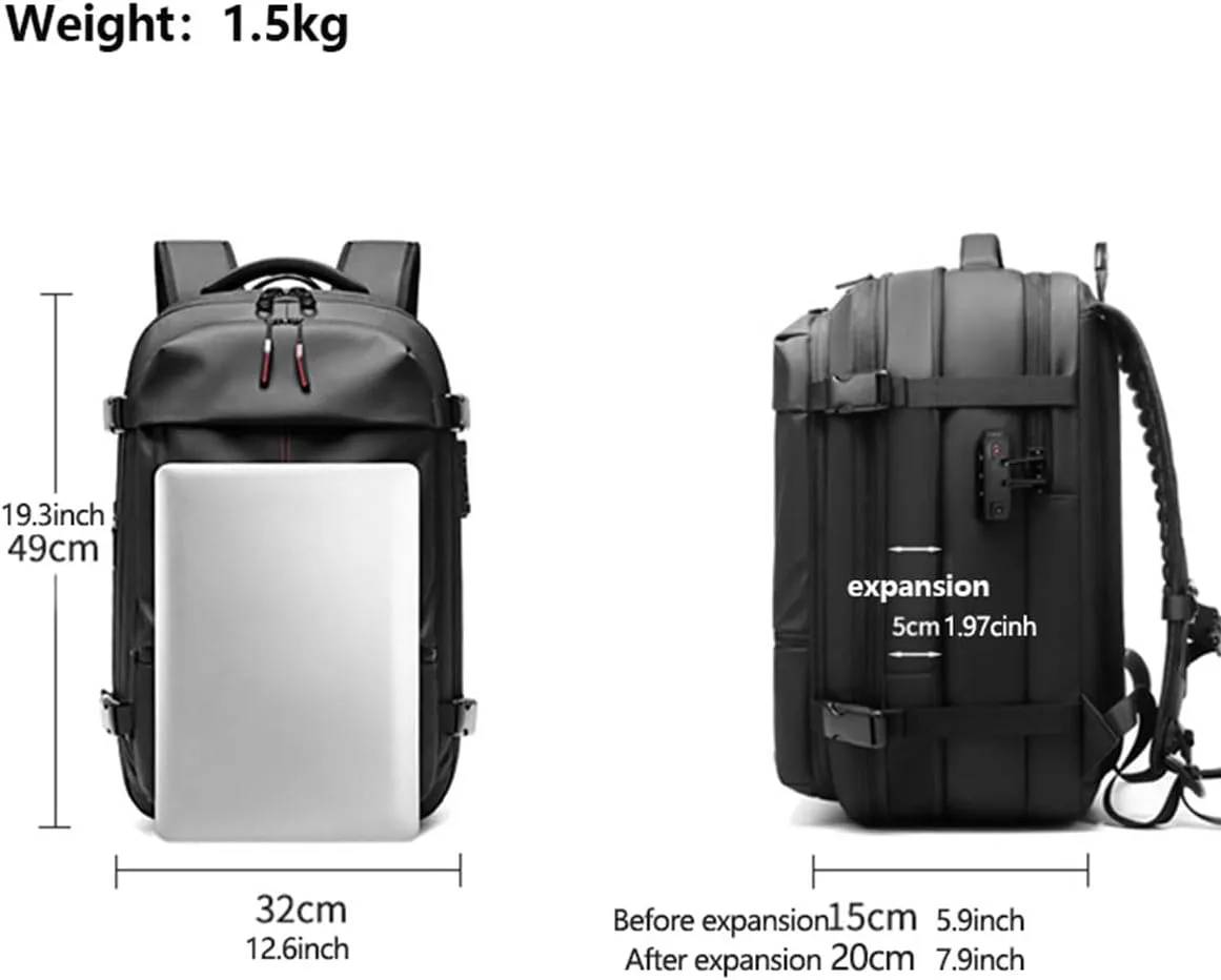 Space Vac Pro Backpack, Spacevac Pro 40L Vacuum Compression Travel Backpack with Pump for Airplane Carry on Size (Black, Prestige)