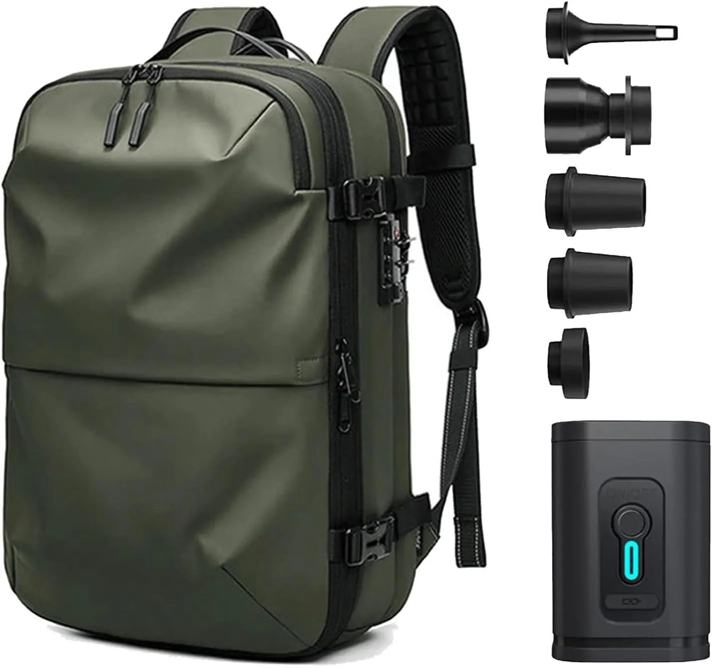 Space Vac Pro Backpack, Spacevac Pro 40L Vacuum Compression Travel Backpack with Pump for Airplane Carry on Size (Green, Prestige)