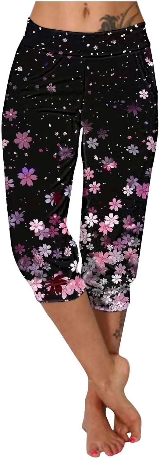 Sparkly Capris for Women High Rise Sequin Sports Athletic Pants Trending Party Cropped Trouser Cute Capri