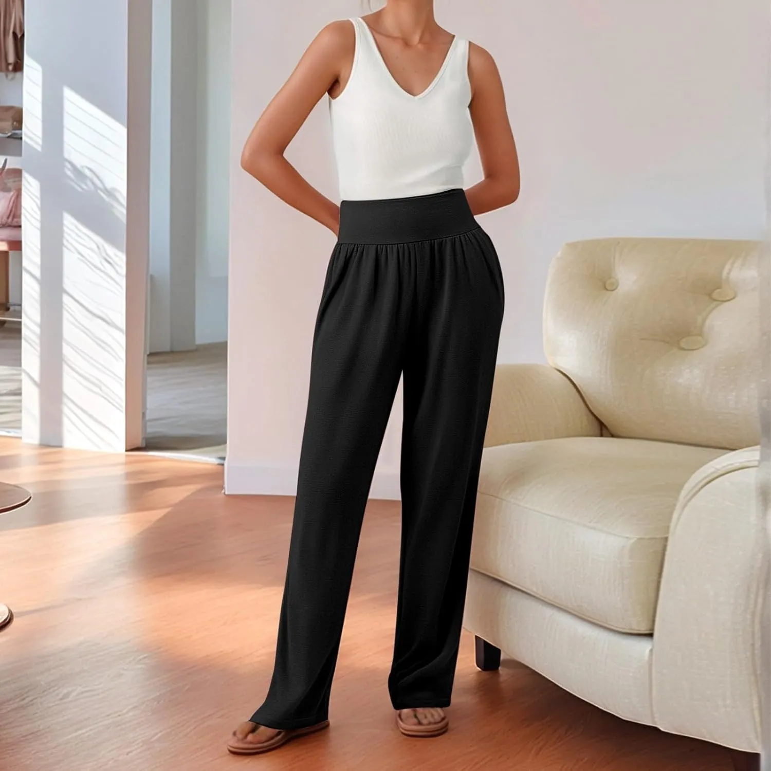 Summer Pants for Women 2025 Vacation Dress Pants Business Casual High Waist Stretchy Trousers Office Slacks Bottoms