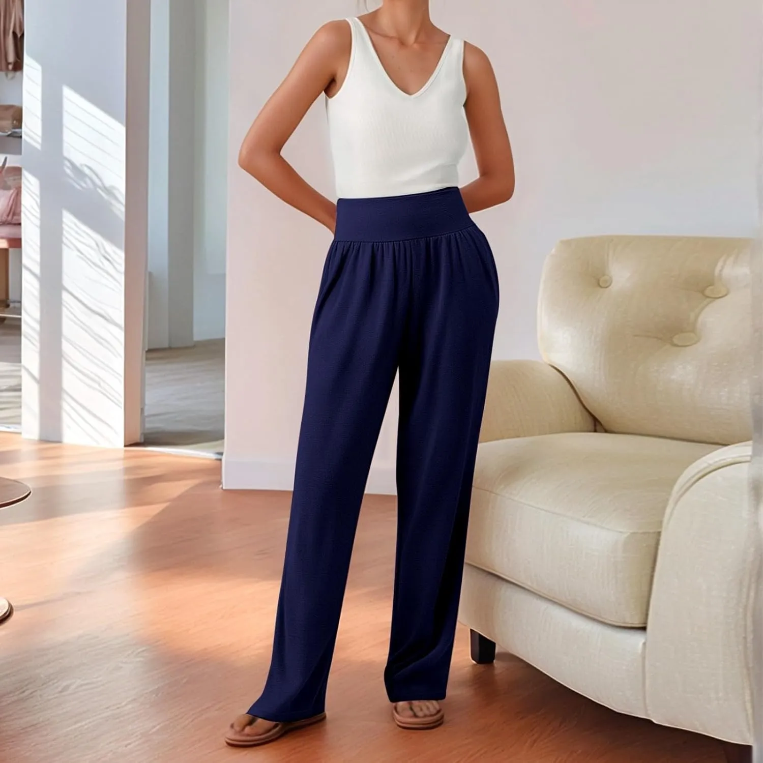 Summer Pants for Women 2025 Vacation Dress Pants Business Casual High Waist Stretchy Trousers Office Slacks Bottoms