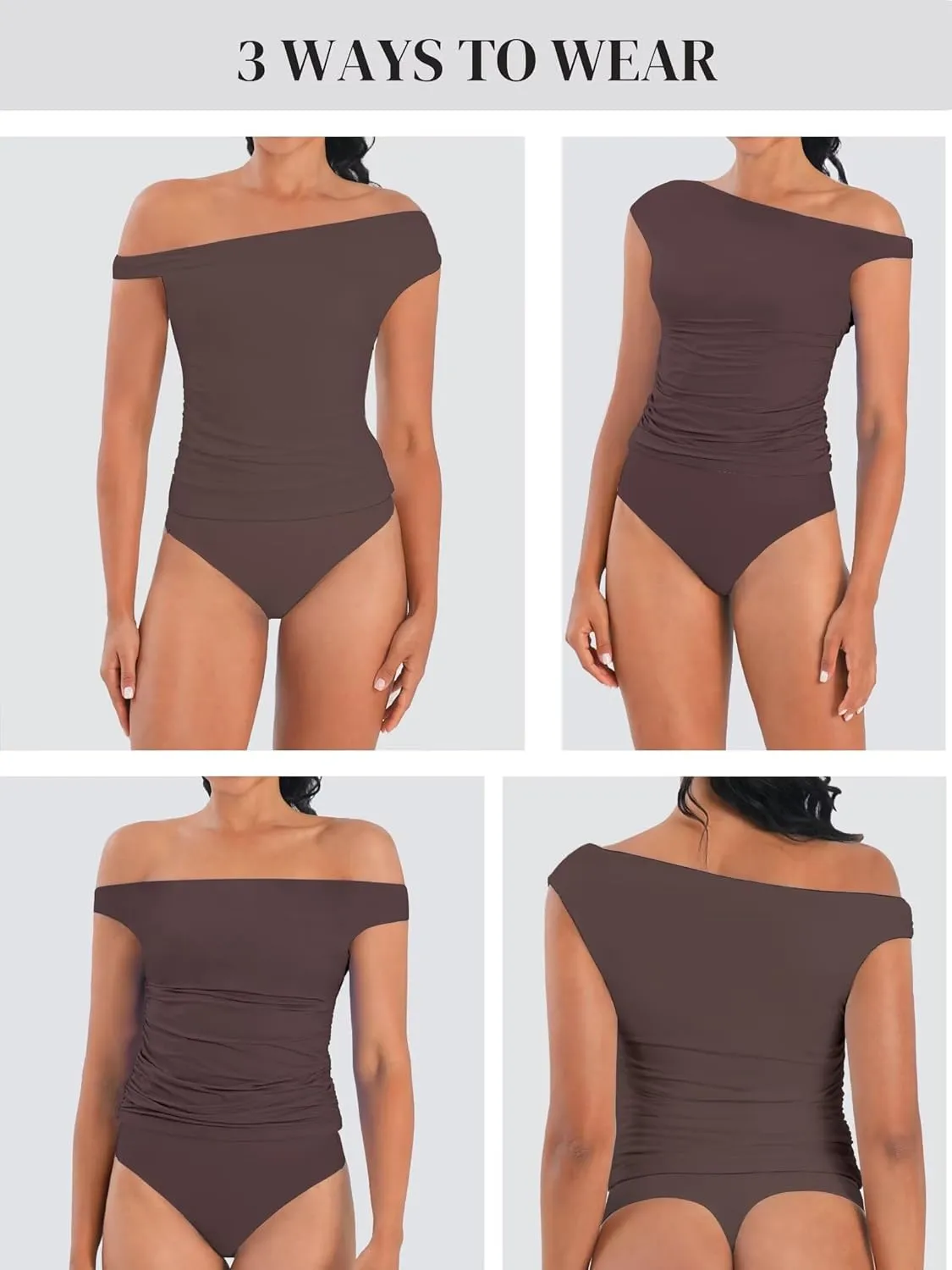 Sunzel Women's Off Shoulder Sleeveless Crop Top, Y2K Trendy Going Out Tank Shirt, Asymmetrical Neckline & Ruched Detail