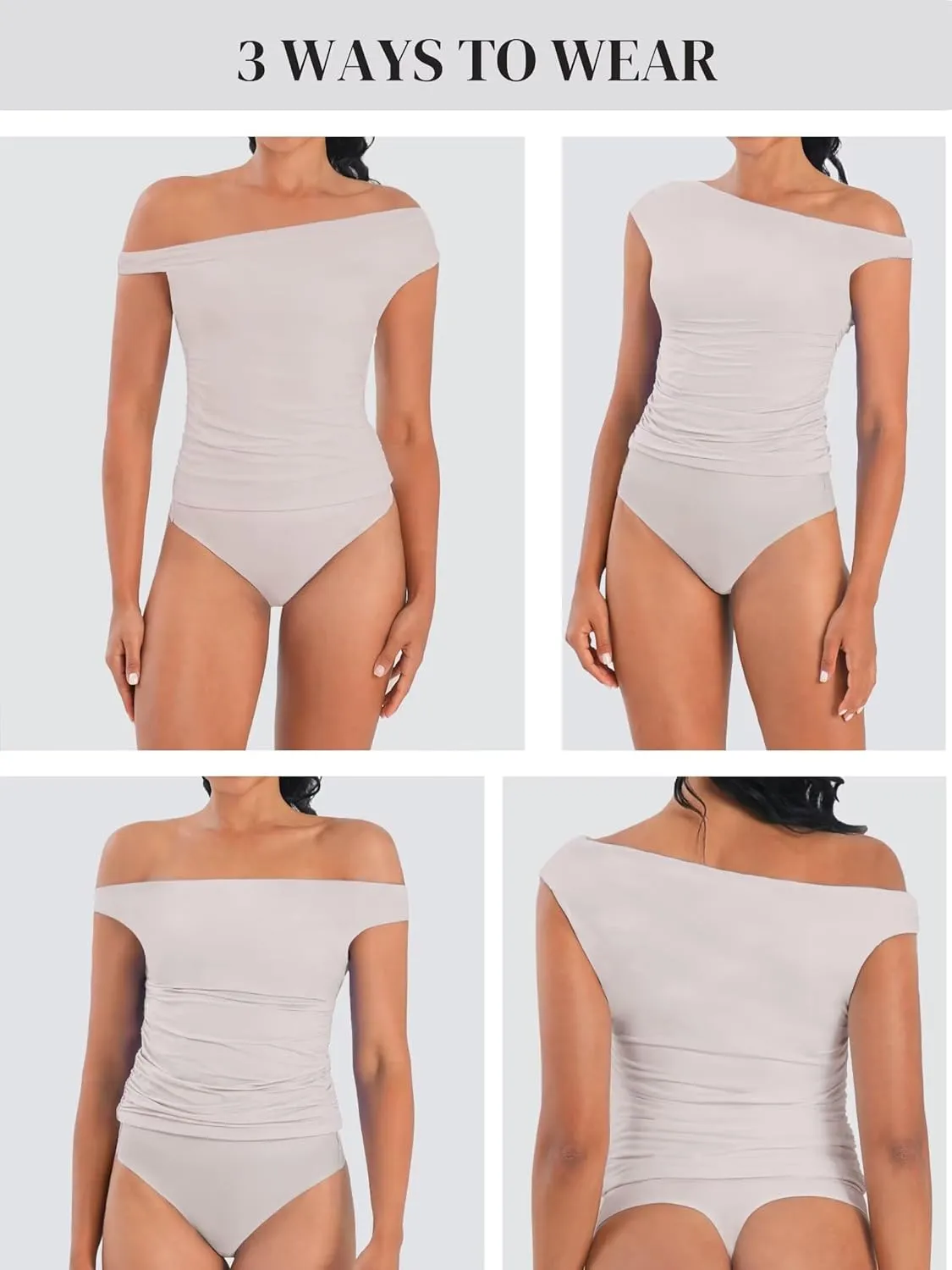 Sunzel Women's Off Shoulder Sleeveless Crop Top, Y2K Trendy Going Out Tank Shirt, Asymmetrical Neckline & Ruched Detail