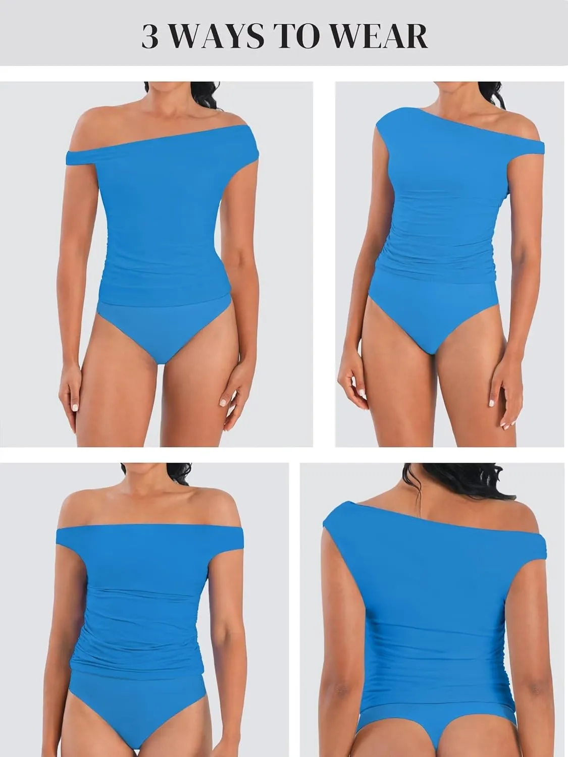 Sunzel Women's Off Shoulder Sleeveless Crop Top, Y2K Trendy Going Out Tank Shirt, Asymmetrical Neckline & Ruched Detail