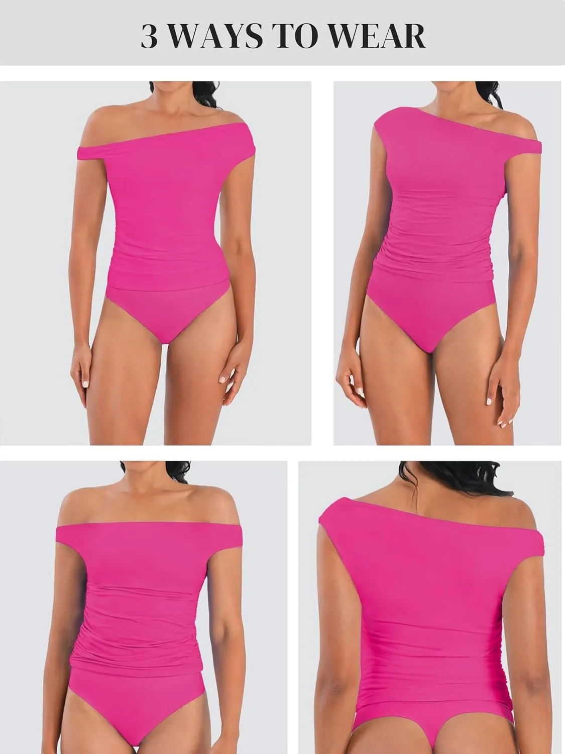Sunzel Women's Off Shoulder Sleeveless Crop Top, Y2K Trendy Going Out Tank Shirt, Asymmetrical Neckline & Ruched Detail