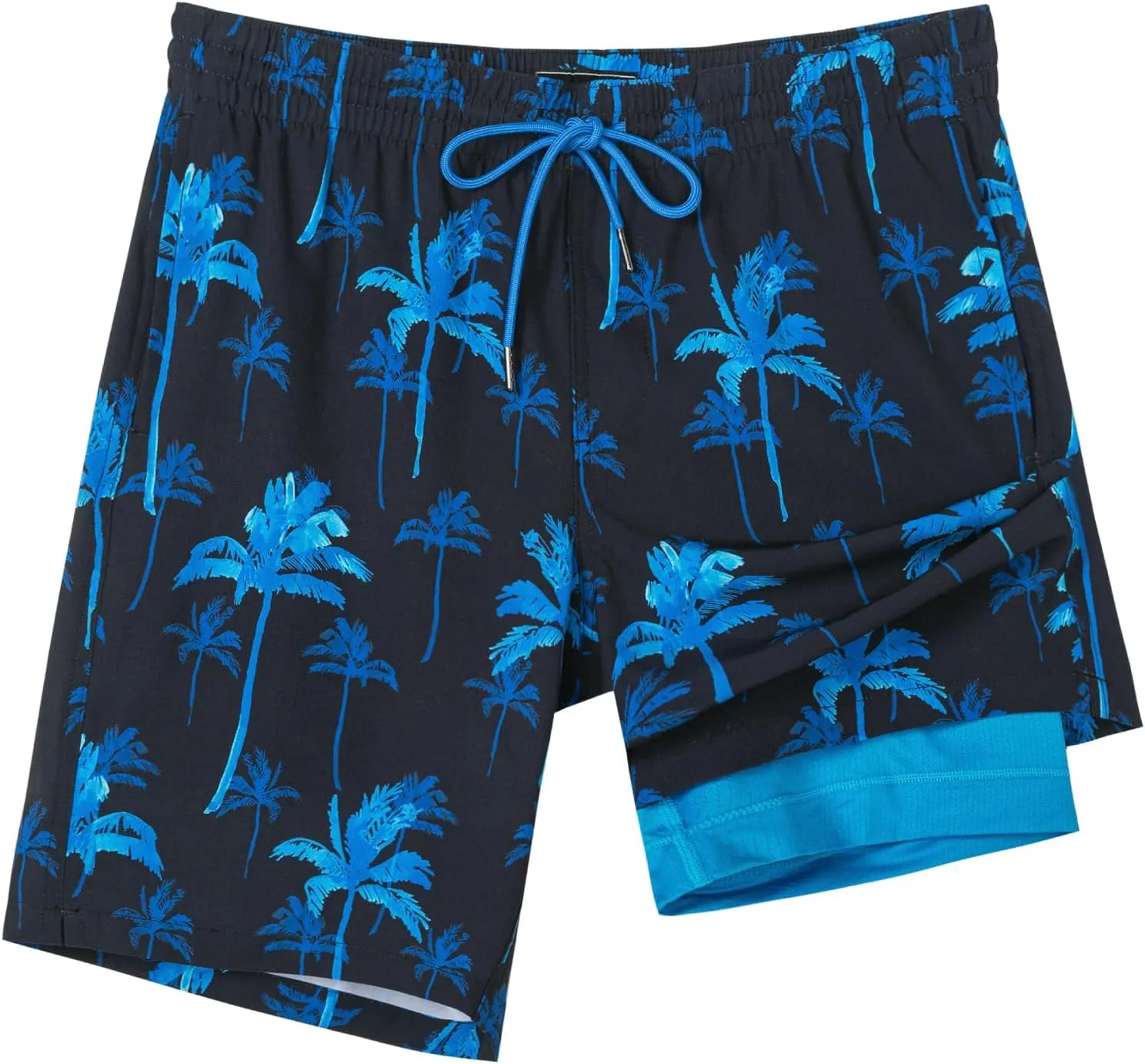 SURF CUZ 9" Mens Swim Trunks with Compression Liner Bathing Suits 2 in 1 Stretch Zipper Pockets Quick Dry