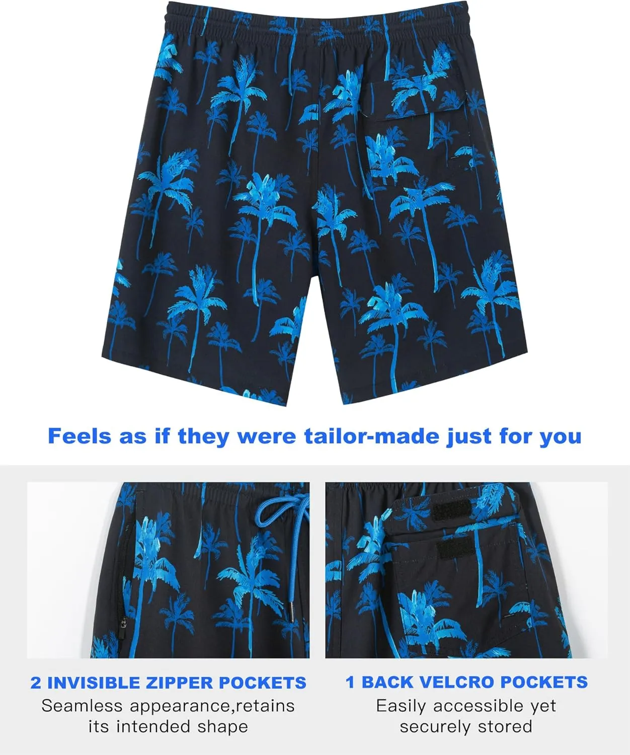 SURF CUZ 9" Mens Swim Trunks with Compression Liner Bathing Suits 2 in 1 Stretch Zipper Pockets Quick Dry