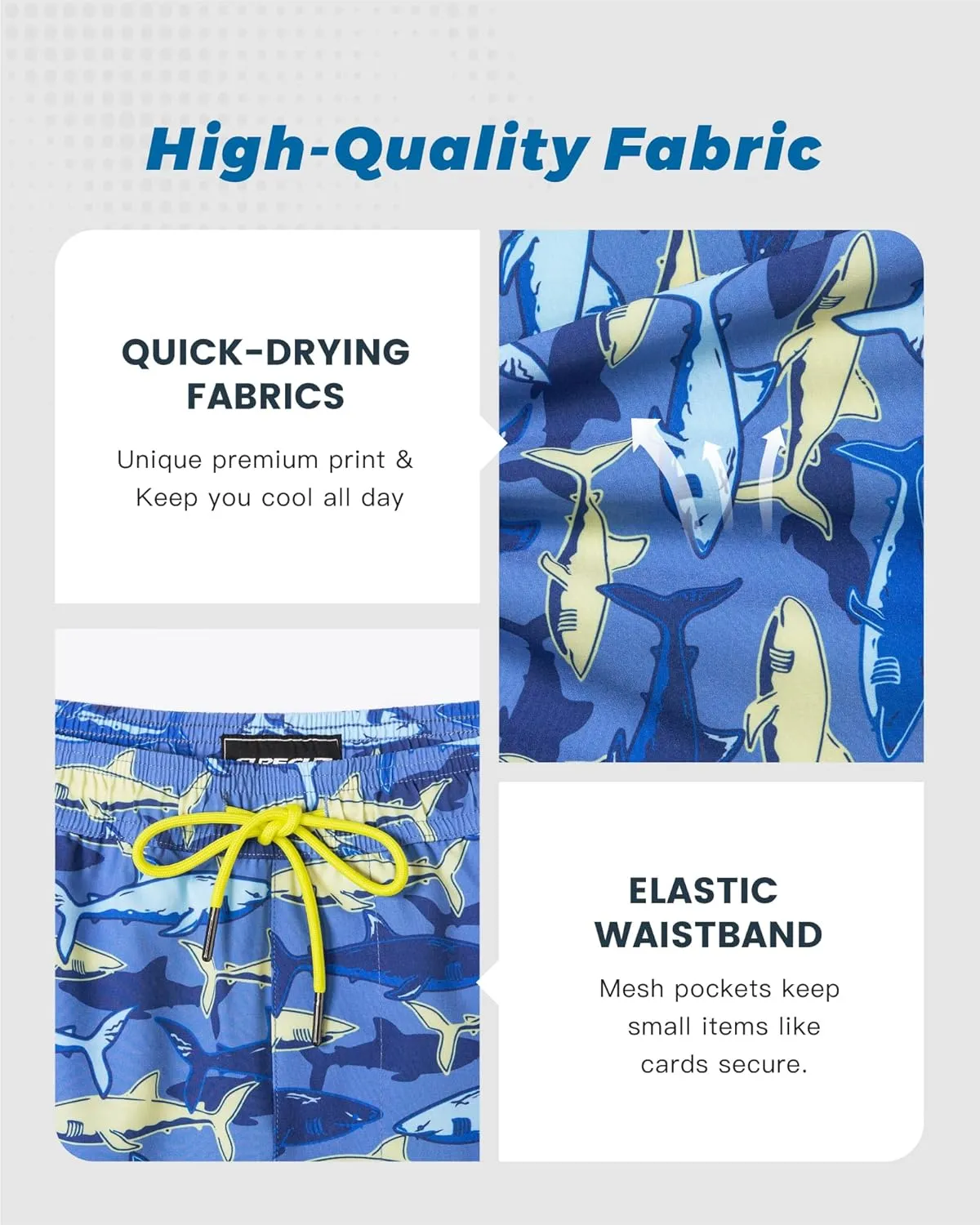 SURF CUZ Mens Swim Trunks with Compression Liner 5" Swim Shorts Quick Dry Bathing Suit Swimming Trunks Zipper Pockets