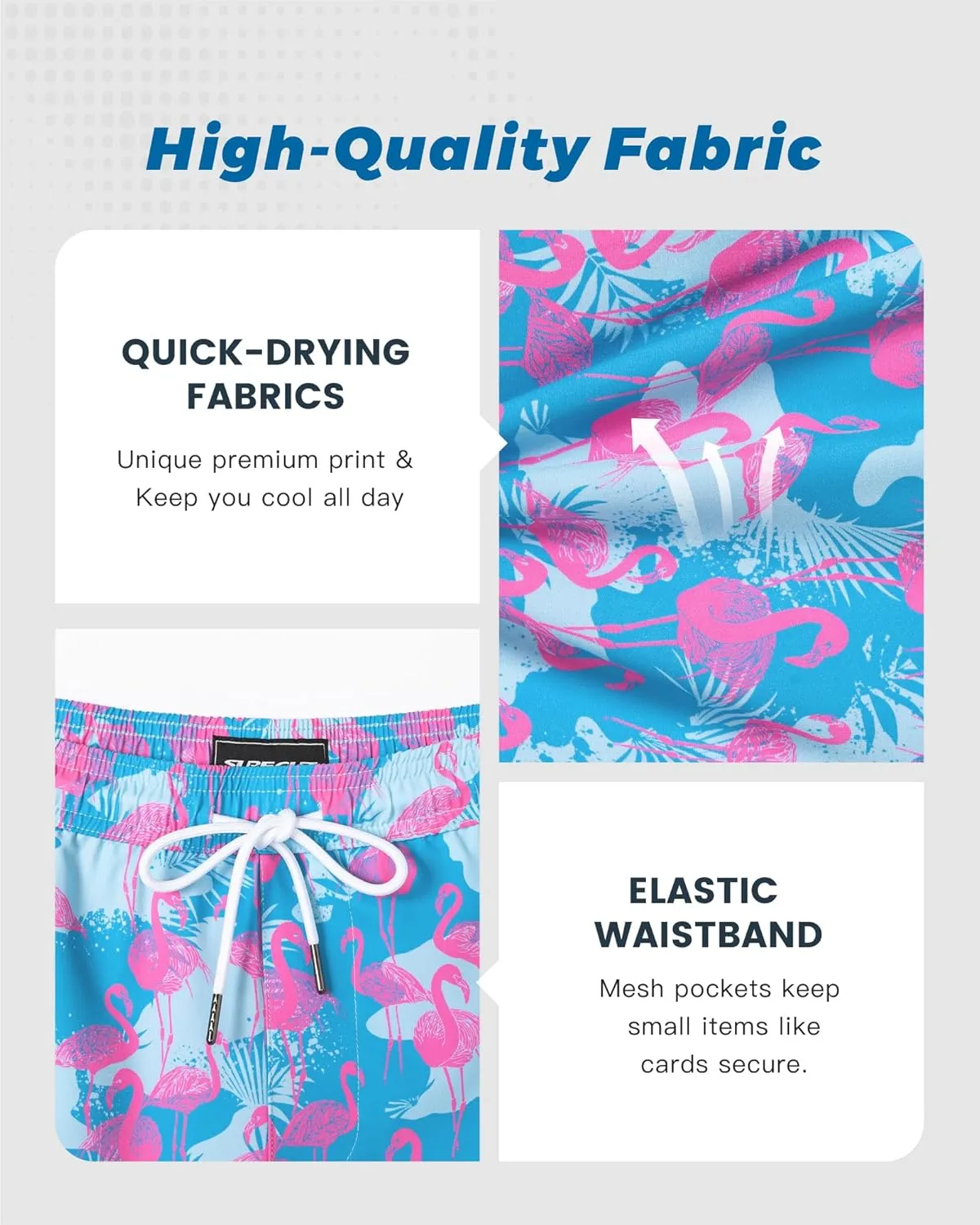SURF CUZ Mens Swim Trunks with Compression Liner 5" Swim Shorts Quick Dry Bathing Suit Swimming Trunks Zipper Pockets