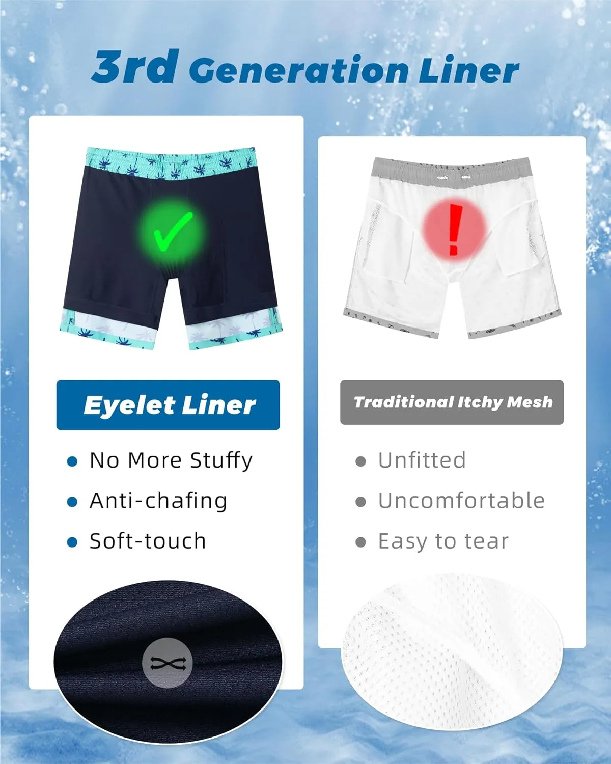 SURF CUZ Mens Swim Trunks with Compression Liner Swim Shorts 7" Swimming Trunks Stretch 7 Inch Swim Suits Quick Dry