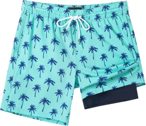SURF CUZ Mens Swim Trunks with Compression Liner Swim Shorts 7" Swimming Trunks Stretch 7 Inch Swim Suits Quick Dry