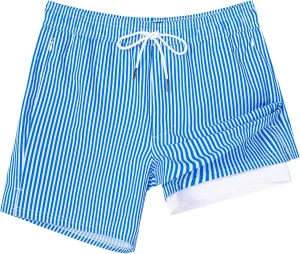 SURF CUZ Mens Swim Trunks with Compression Liner Swimming Trunks 5 Inch Bathing Suit Quick Dry Swim Shorts