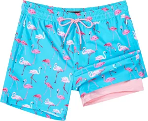 SURF CUZ Mens Swim Trunks with Compression Liner Swimming Trunks 5 Inch Bathing Suit Quick Dry Swim Shorts