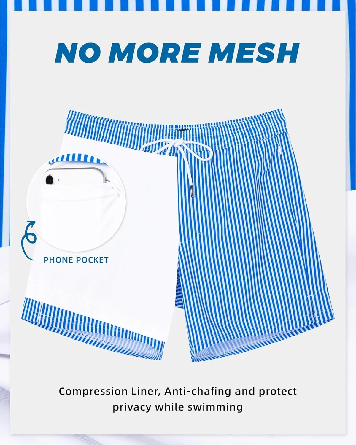 SURF CUZ Mens Swim Trunks with Compression Liner Swimming Trunks 5 Inch Bathing Suit Quick Dry Swim Shorts