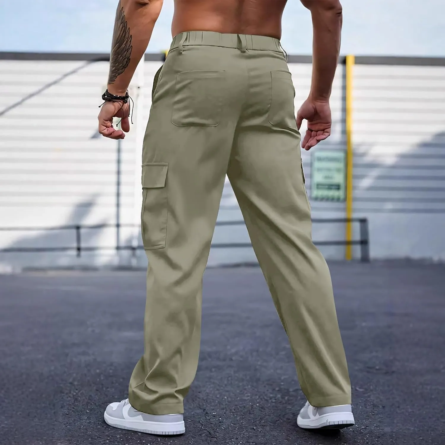 Tactical Cargo Pants for Men Lightweight Workout Pants with Multi-Pocket Active Baggy Trousers