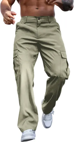 Tactical Cargo Pants for Men Lightweight Workout Pants with Multi-Pocket Active Baggy Trousers