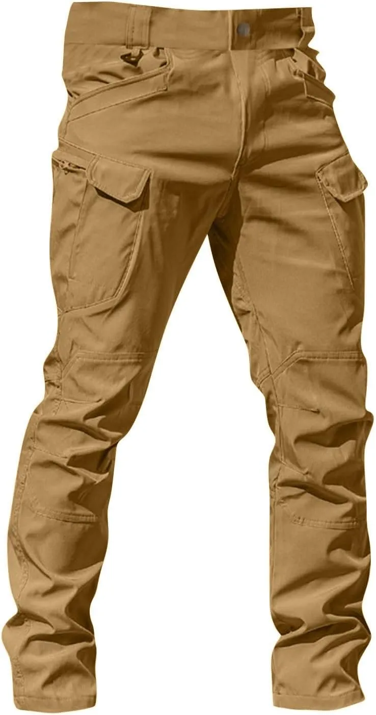 Tactical Cargo Pants for Men Work Hiking Pants Stretch Pockets Outdoor Trousers Elastic Waist Soild Outfits Resistant