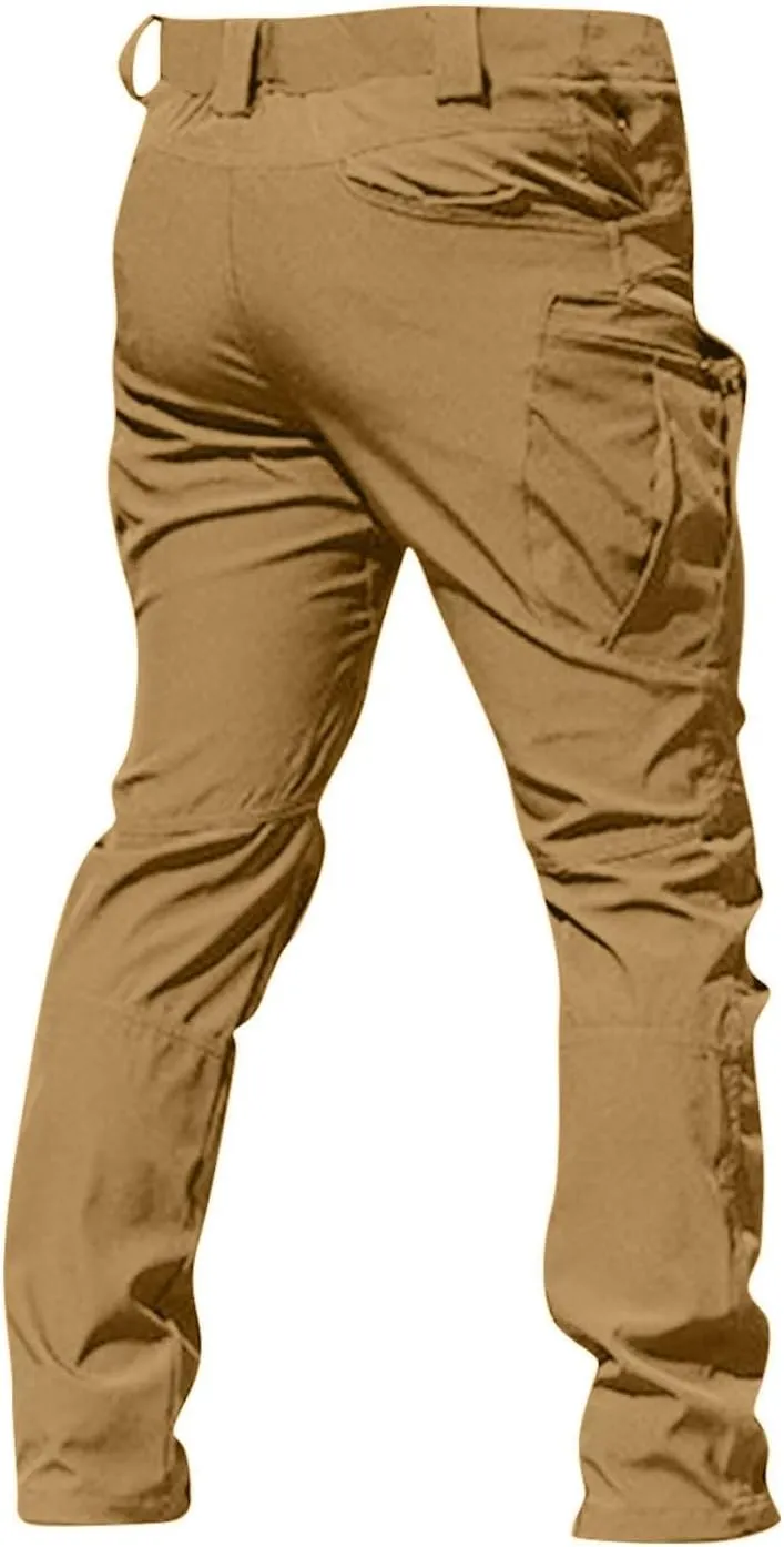 Tactical Cargo Pants for Men Work Hiking Pants Stretch Pockets Outdoor Trousers Elastic Waist Soild Outfits Resistant