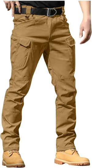 Tactical Cargo Pants for Men Work Hiking Pants Stretch Pockets Outdoor Trousers Elastic Waist Soild Outfits Resistant