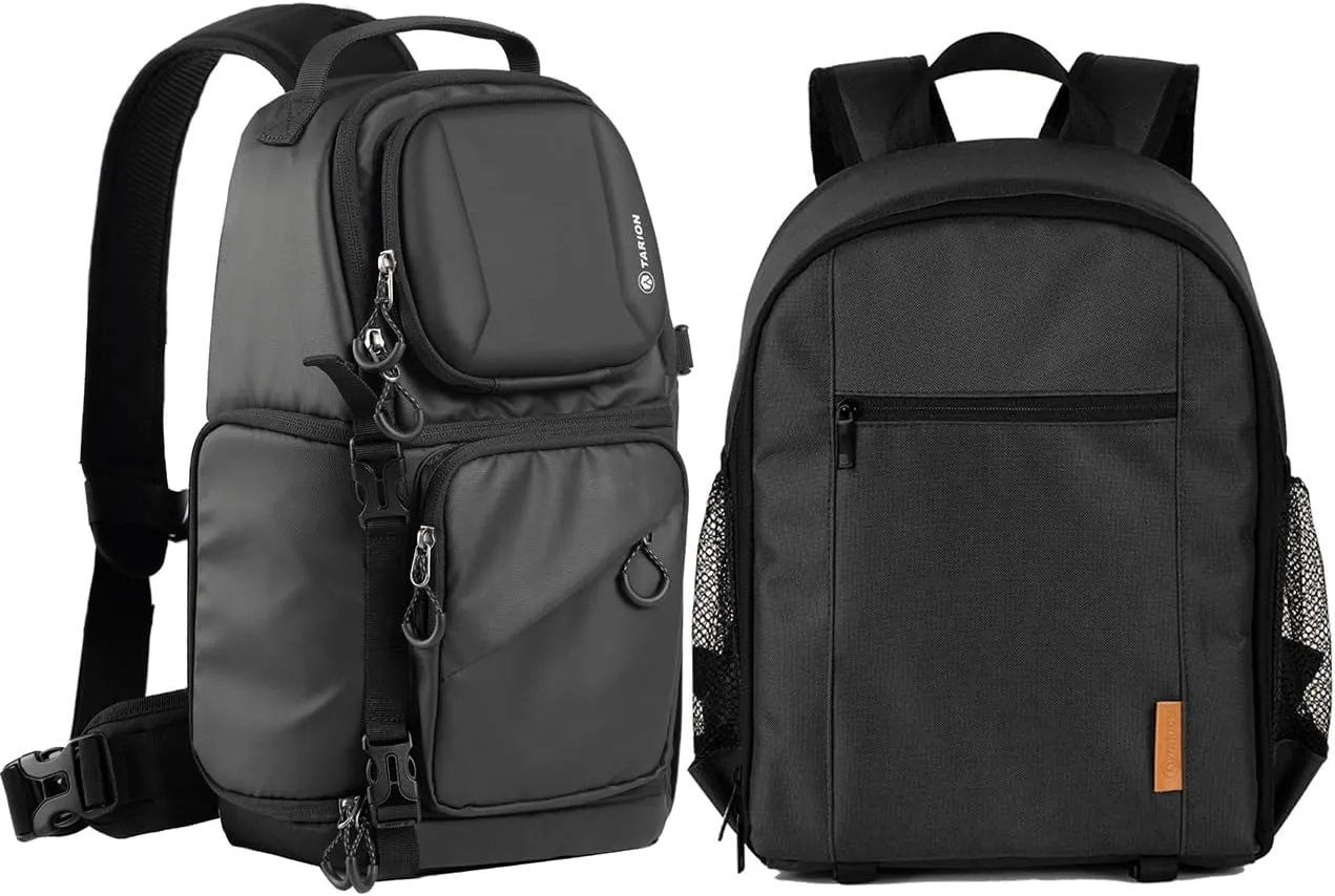 TARION Camera Backpack Bag Small   Waterproof Camera Sling Bag Backpack: DSLR Camera Bag with Waterproof Rain Cover Laptop Compartment   DSLR Sling Camera Bag for Photographers TR-S