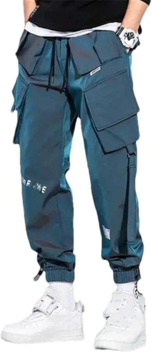 Thin Streetwear Casual Pants Men Ribbons Harem Jogging Pants Slim Fit Cargo