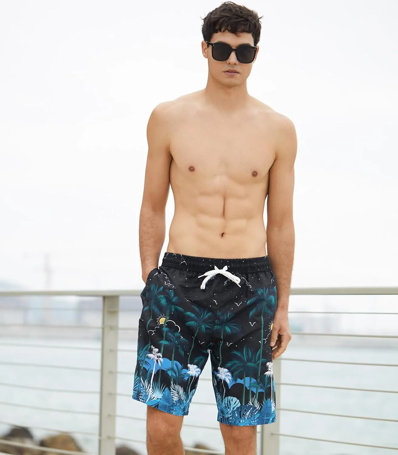 UNICOMIDEA Men Swim Trunks with Compression Liner 9 Inch Long Board Shorts