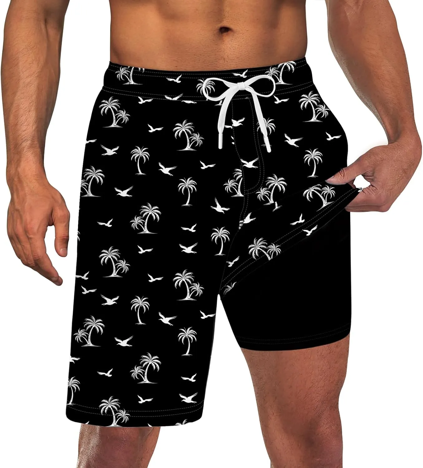 UNICOMIDEA Men Swim Trunks with Compression Liner 9 Inch Long Board Shorts