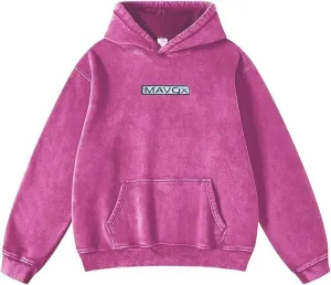 UNISEX Pullover Oversized Acid Wash Hoodie Heavyweight Athletic Vintage Sweatshirt Streetwear with Towel embroidery