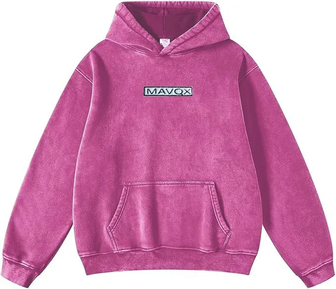 UNISEX Pullover Oversized Acid Wash Hoodie Heavyweight Athletic Vintage Sweatshirt Streetwear with Towel embroidery