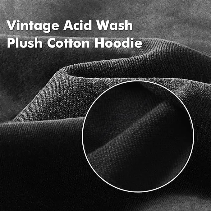 UNISEX Pullover Oversized Acid Wash Hoodie Heavyweight Athletic Vintage Sweatshirt Streetwear with Towel embroidery