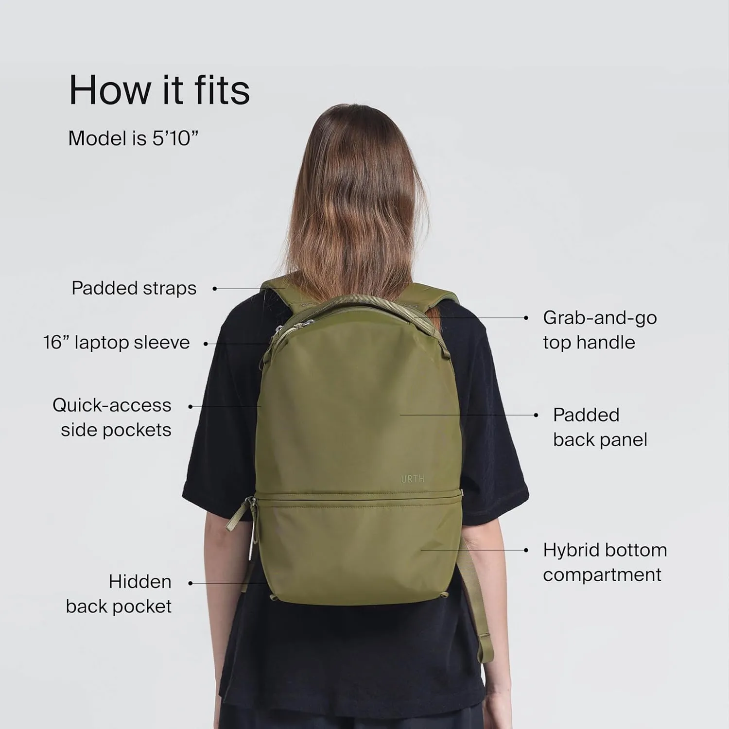 Urth Arkose 20L Backpack  15 Laptop Bag, Weatherproof   Recycled (Green)