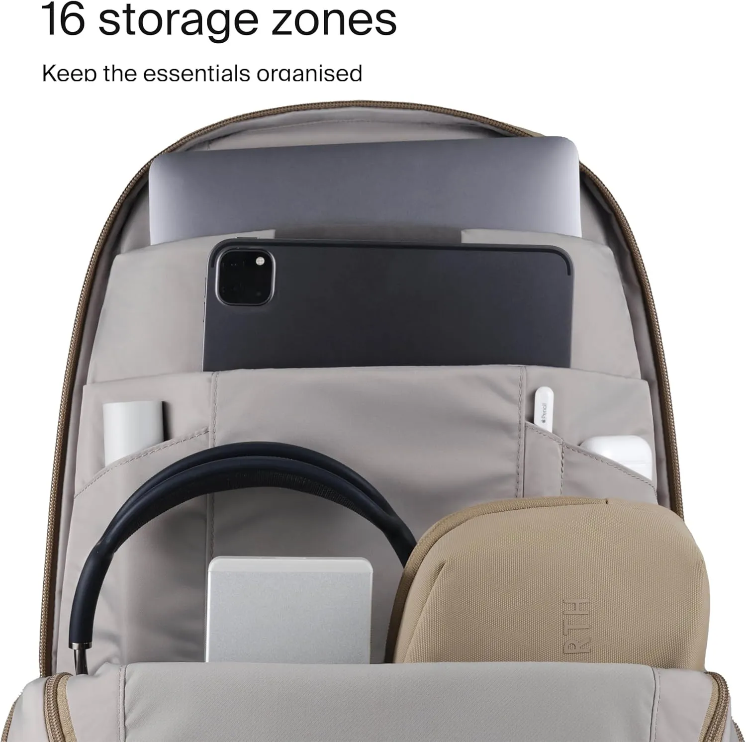 Urth Arkose 20L Modular Backpack   3.7L Camera Insert - Water Resistant, Anti-Theft, Recycled Bag for DSLR/SLR/Mirrorless, 13-16 Inch Laptop in Beige