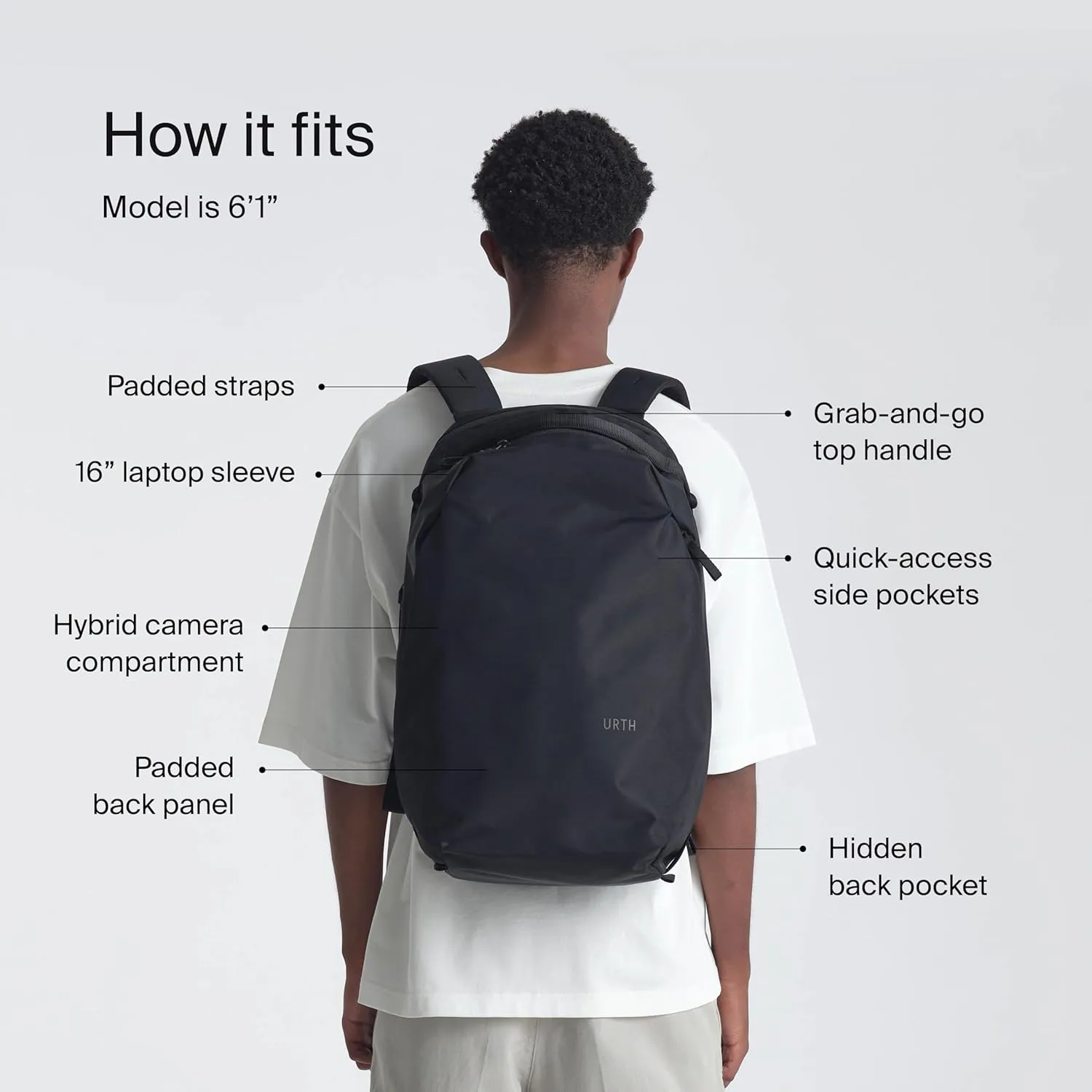 Urth Norite 24L Modular Camera Backpack  for DSLR, Lens, 15/16 Laptop, Weatherproof   Recycled