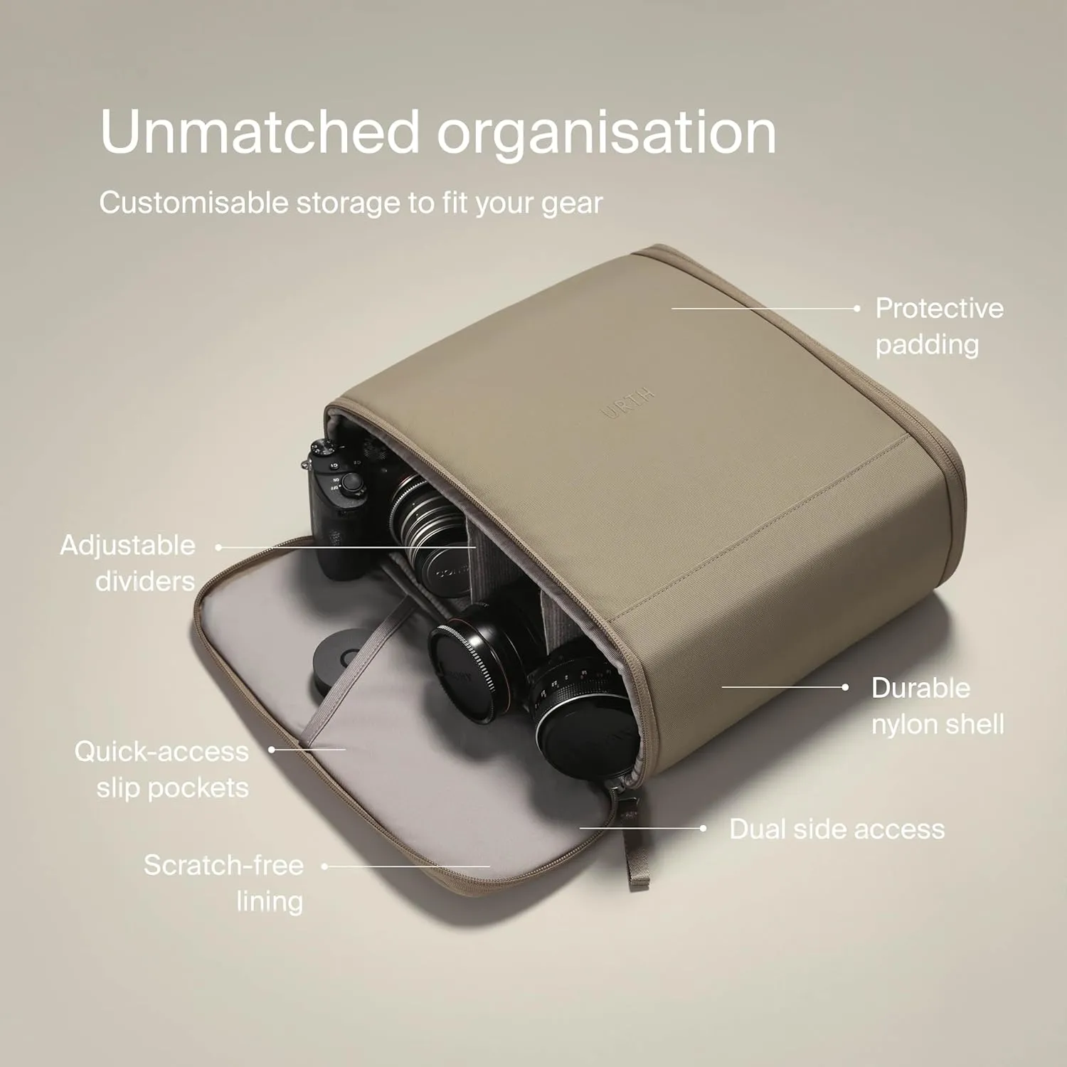 Urth Norite Camera Insert Bag  for DSLR Camera and Lens, Weatherproof   Recycled
