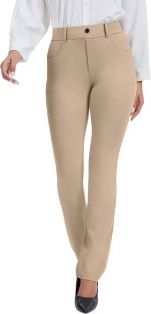 VIMPEP 2024 Fall Womens Classic Yoga Dress Pants High Rise Straight Soft Feeling Pull On Work Yoga Pants for Casual 2202