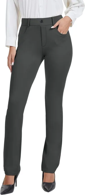 VIMPEP 2024 Fall Womens Classic Yoga Dress Pants High Rise Straight Soft Feeling Pull On Work Yoga Pants for Casual 2202