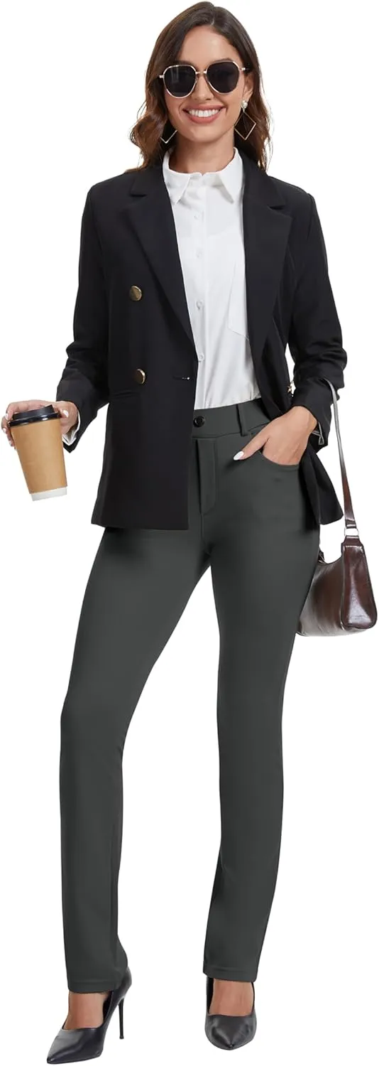 VIMPEP 2024 Fall Womens Classic Yoga Dress Pants High Rise Straight Soft Feeling Pull On Work Yoga Pants for Casual 2202