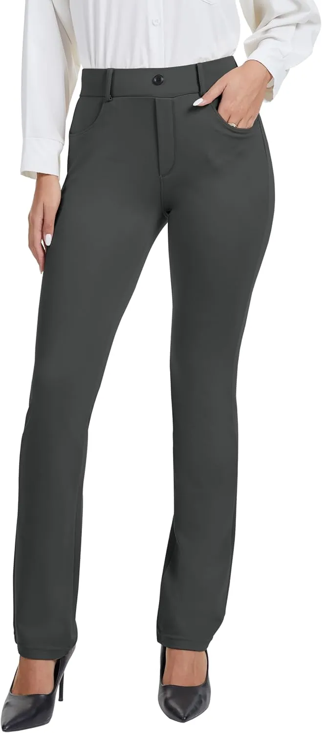 VIMPEP 2024 Fall Womens Classic Yoga Dress Pants High Rise Straight Soft Feeling Pull On Work Yoga Pants for Casual 2202