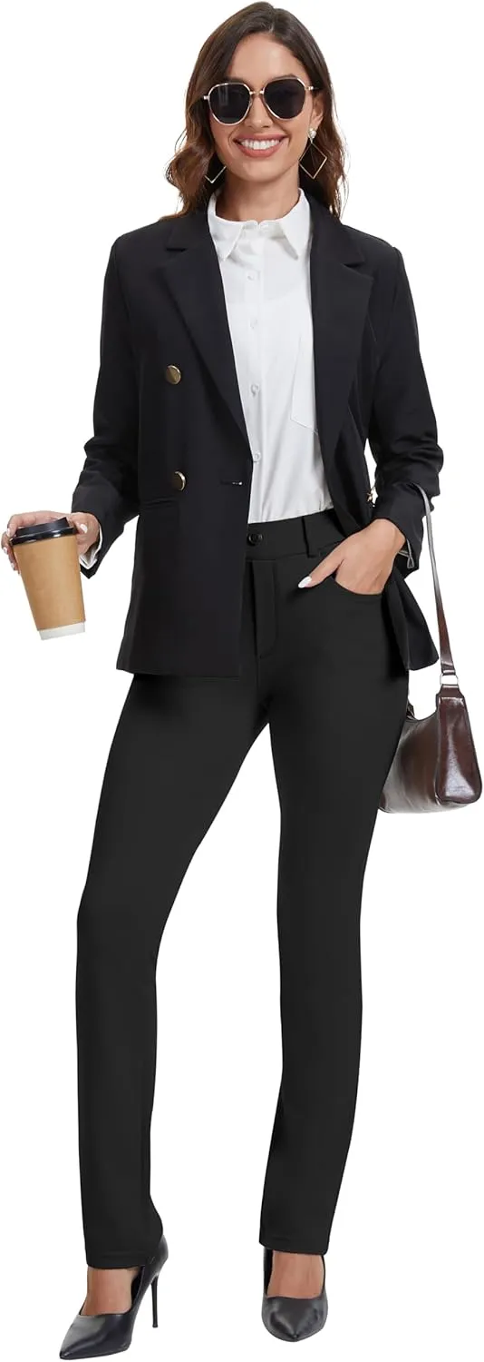 VIMPEP 2024 Fall Womens Classic Yoga Dress Pants High Rise Straight Soft Feeling Pull On Work Yoga Pants for Casual 2202