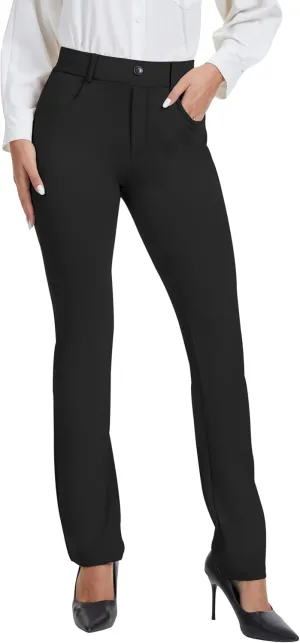 VIMPEP 2024 Fall Womens Classic Yoga Dress Pants High Rise Straight Soft Feeling Pull On Work Yoga Pants for Casual 2202