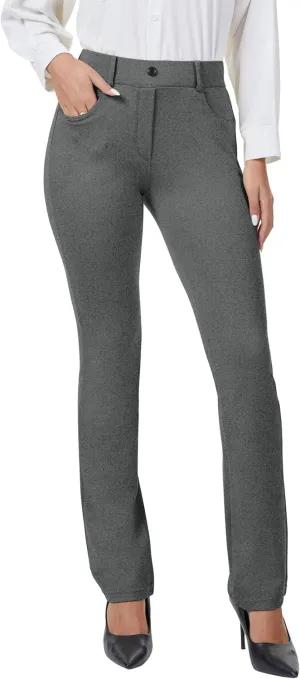 VIMPEP 2024 Fall Womens Classic Yoga Dress Pants High Rise Straight Soft Feeling Pull On Work Yoga Pants for Casual 2202