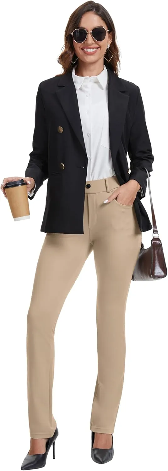 VIMPEP 2024 Fall Womens Classic Yoga Dress Pants High Rise Straight Soft Feeling Pull On Work Yoga Pants for Casual 2202