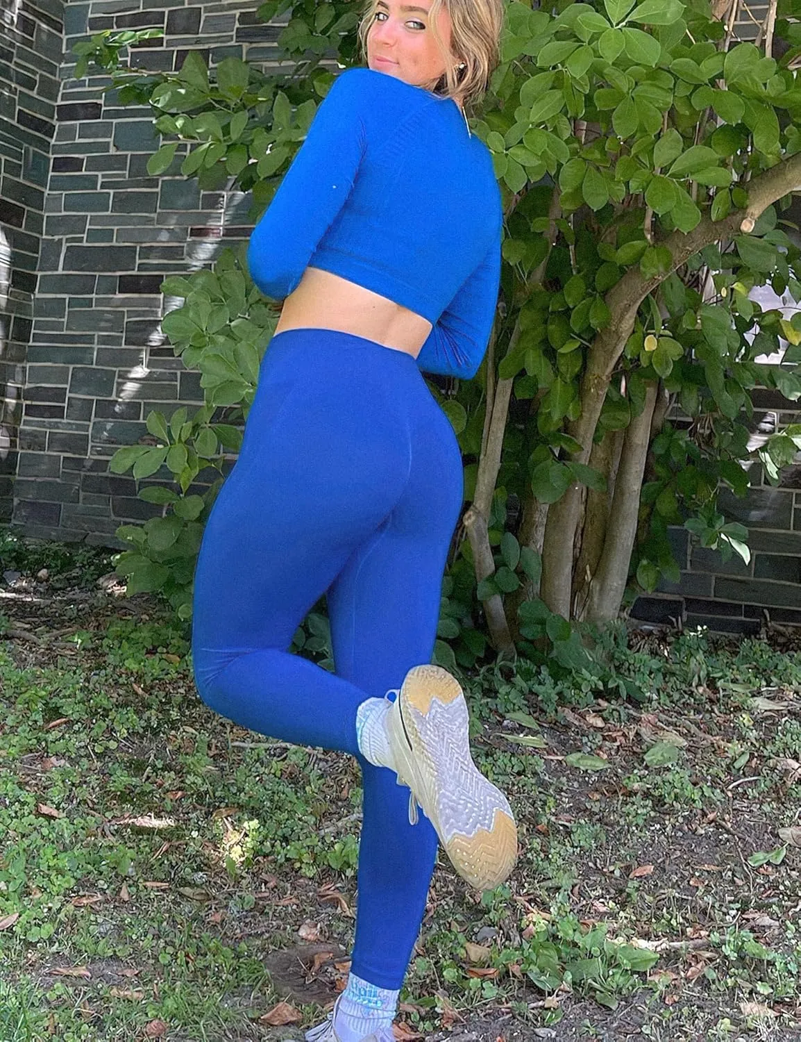 VOYJOY Athletic Workout Scrunch Leggings for Women High Waist Seamless Gym Pants Tummy Control Amplify Tights