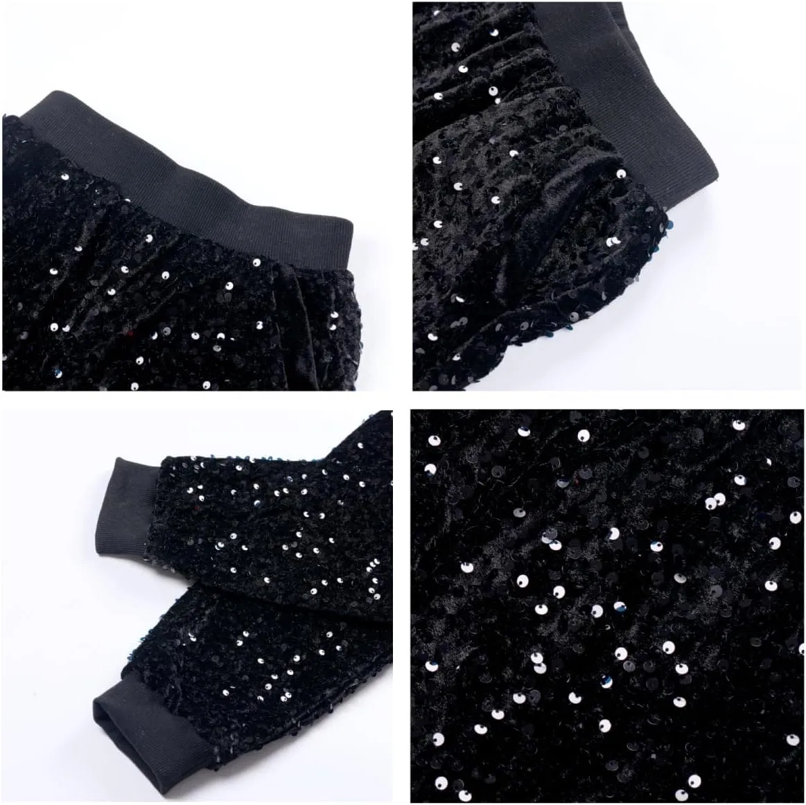 WELAKEN Girls Sequin Sweatpants Kid Sparkle Elastic Waist Dance Party Pants with Lining